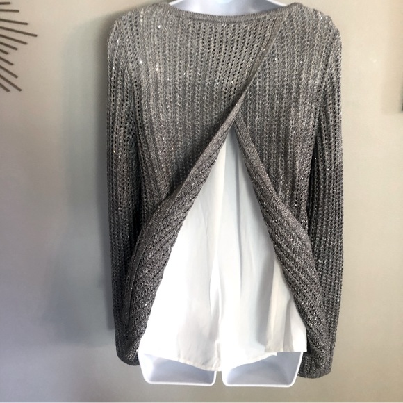 *EUC*  WHITE HOUSE BLACK MARKET - sequin ombre twofer sweater - Picture 6 of 8